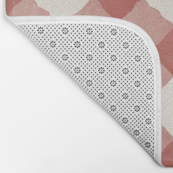 Hand Painted Red Festive Gingham Theme Bath Mat Gallery Image 2