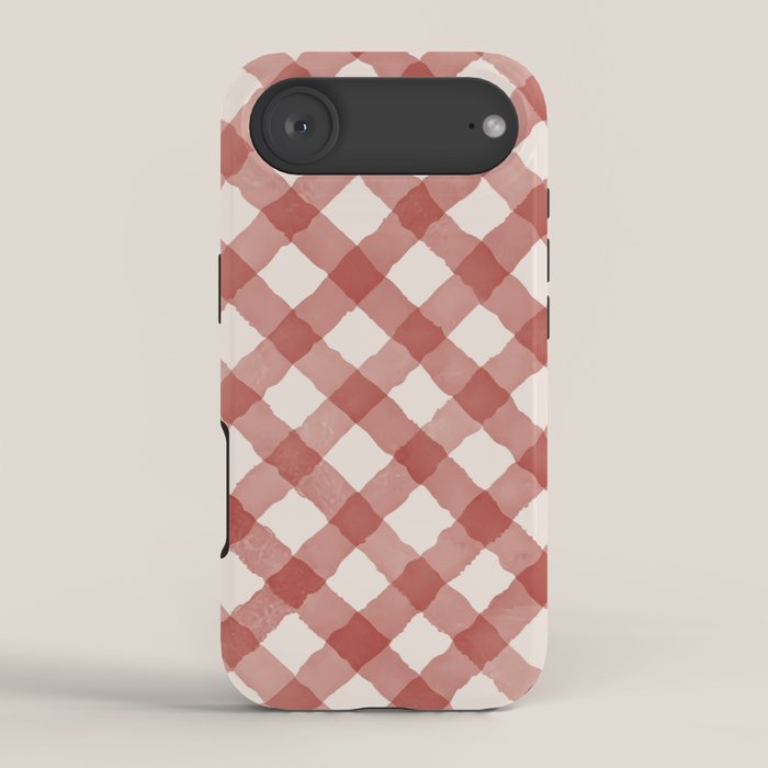 Hand Painted Red Festive Gingham Theme iPhone Case Gallery Image 2