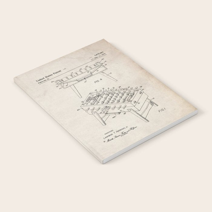 Foosball Table Patent - Foosball Player Game Room Art - Antique Notebook Gallery Image 2