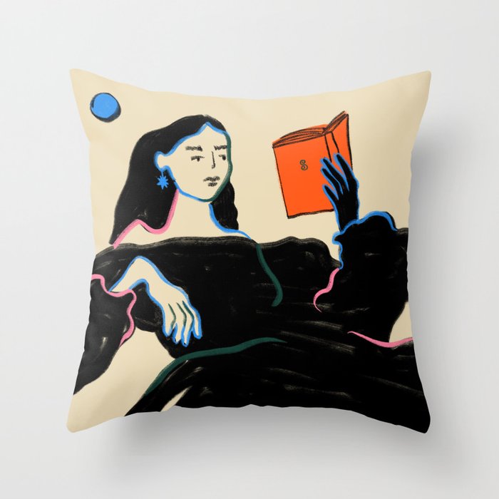 MIDNIGHT READING Throw Pillow Gallery Image 6