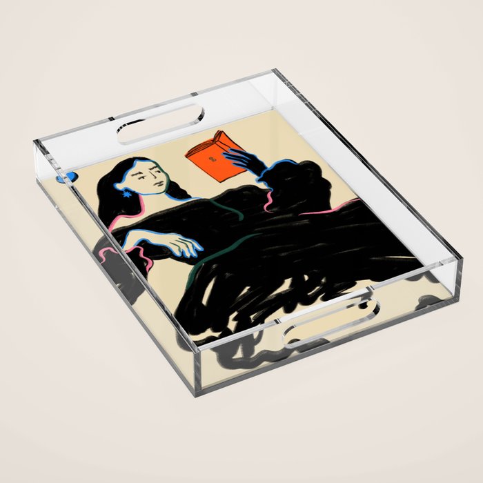 MIDNIGHT READING Acrylic Tray Gallery Image 1