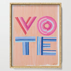 Vote Hand Lettering on Peach Watercolor Background Serving Tray Gallery Image 1