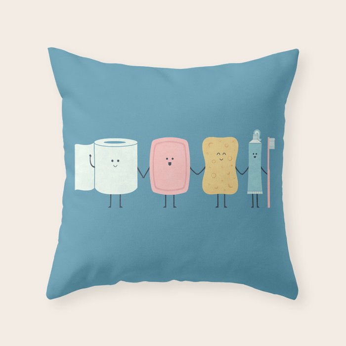 The Bathroom Gang Throw Pillow Gallery Image 1