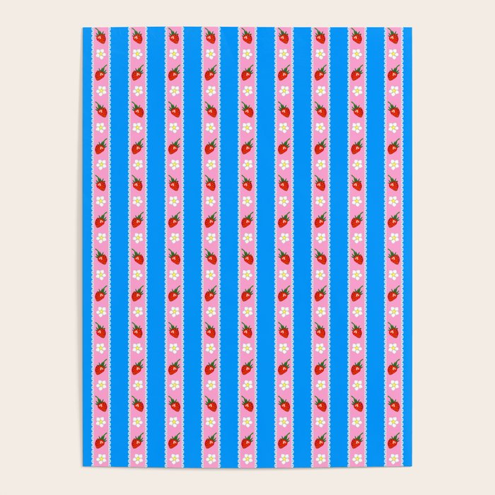Strawberry Ribbons On Blue Poster Gallery Image 2