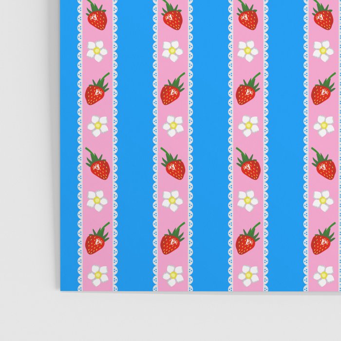 Strawberry Ribbons On Blue Poster Gallery Image 3