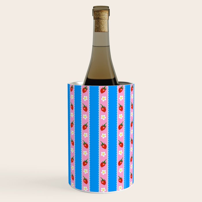 Strawberry Ribbons On Blue Wine Chiller Gallery Image 2