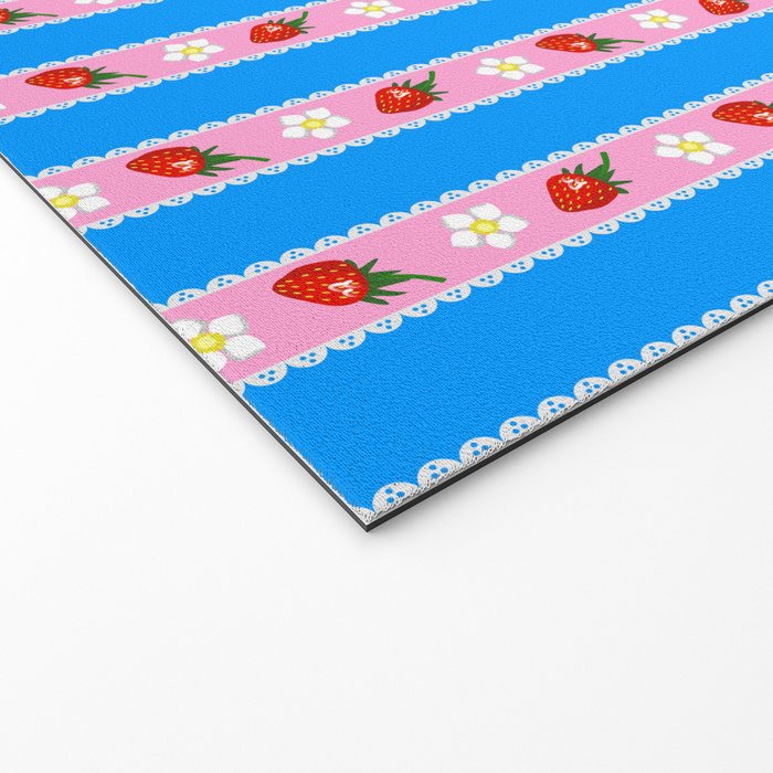 Strawberry Ribbons On Blue Welcome Mat Gallery Image 2