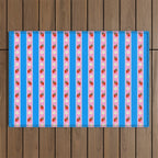 Strawberry Ribbons On Blue Outdoor Rug Gallery Image 1