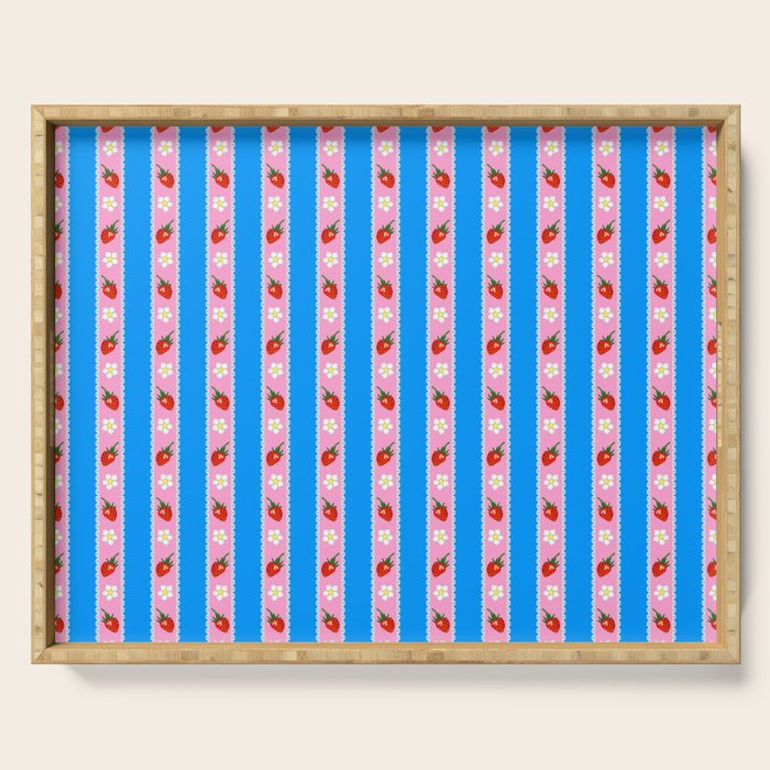 Strawberry Ribbons On Blue Serving Tray Gallery Image 1