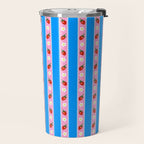 Strawberry Ribbons On Blue Travel Mug Gallery Image 2
