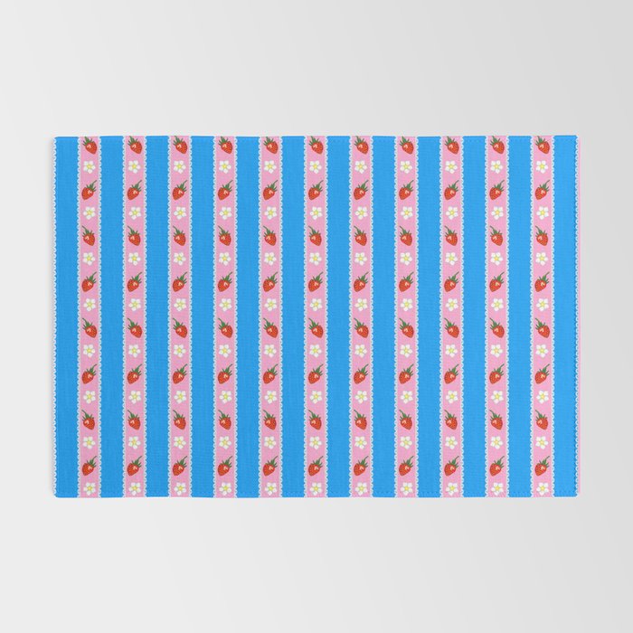 Strawberry Ribbons On Blue Rug Gallery Image 2