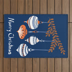 Cheerful little Christmas baubles blue Outdoor Rug Gallery Image 1