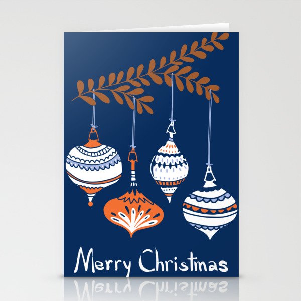 Cheerful little Christmas baubles blue Stationery Card Gallery Image 2