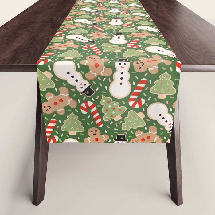 Sweet Christmas Cookies on Green Table Runner Gallery Image 1