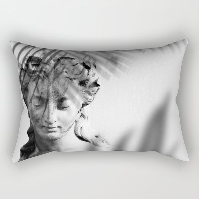 Shadowy Woman - Black and White Photography Rectangular Pillow Gallery Image 1