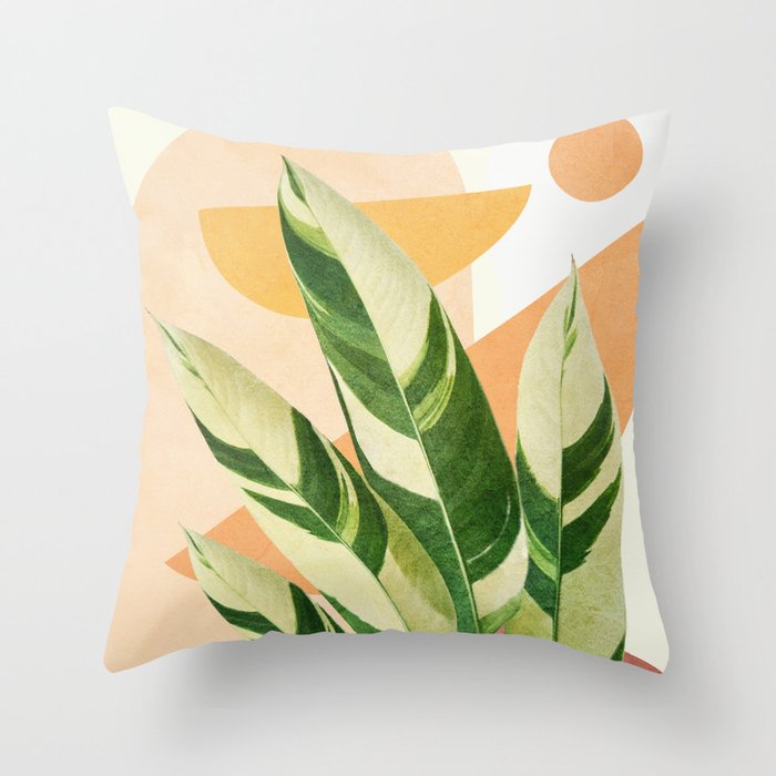 Summer Banana Leaves Throw Pillow Gallery Image 1