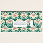 Flower Power - Teal, Pink and Off-white Desk Mat Gallery Image 1