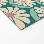 Flower Power - Teal, Pink and Off-white Welcome Mat Gallery Image 2