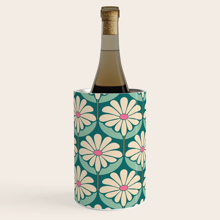 Flower Power - Teal, Pink and Off-white Wine Chiller Gallery Image 1