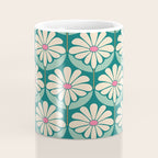 Flower Power - Teal, Pink and Off-white Coffee Mug Gallery Image 4