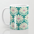 Flower Power - Teal, Pink and Off-white Coffee Mug Gallery Image 3