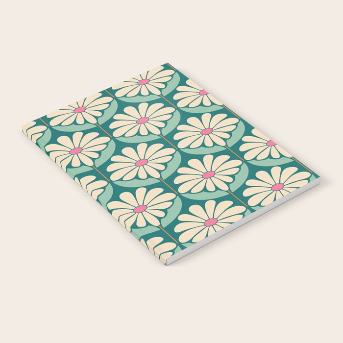 Flower Power - Teal, Pink and Off-white Notebook Gallery Image 2