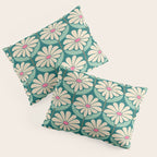 Flower Power - Teal, Pink and Off-white Pillow Sham Gallery Image 3