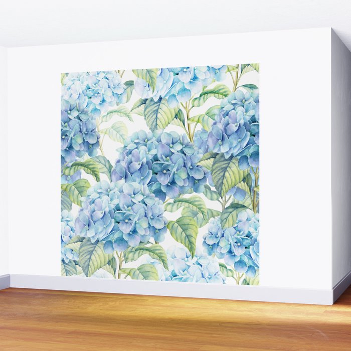 Blue Hydrangea Wall Mural Gallery Image 2