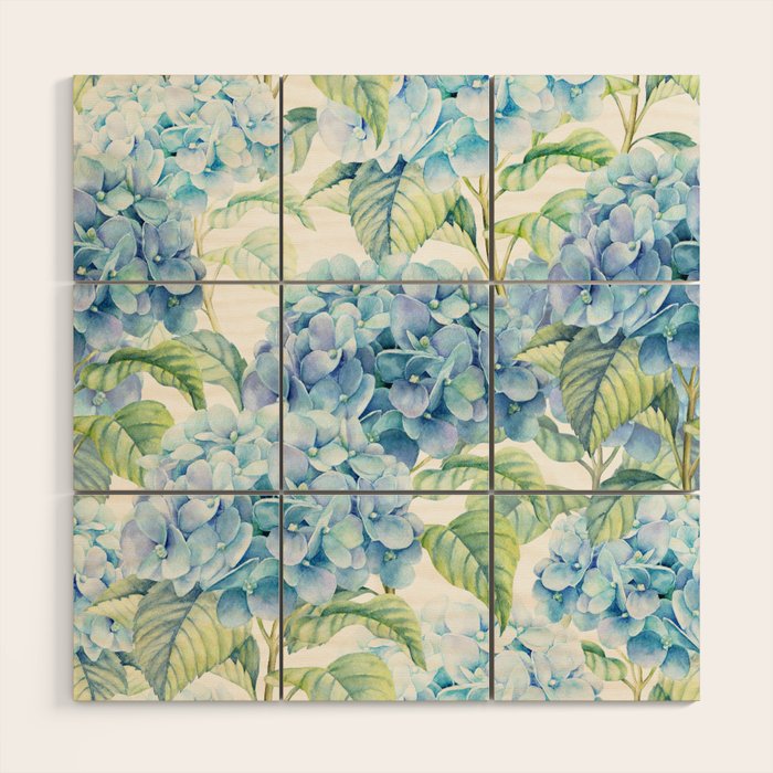 Blue Hydrangea Wood Wall Art Gallery Image 1