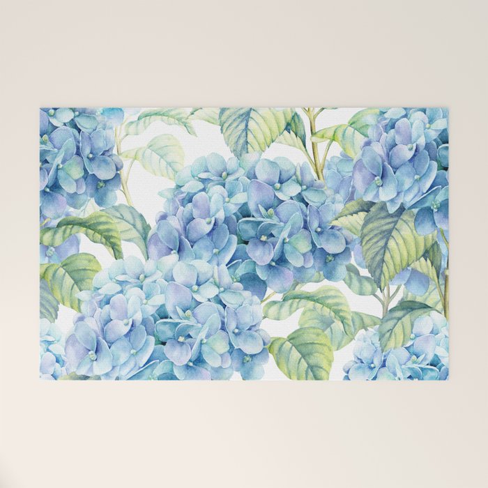 Blue Hydrangea Welcome Mat