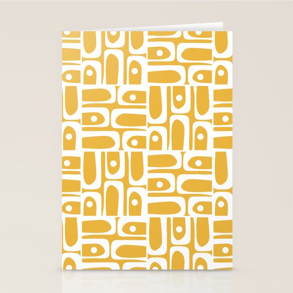 Mid Century Modern Piquet Geometric Multi Pattern in Golden Mustard Yellow and White Stationery Card Gallery Image 2