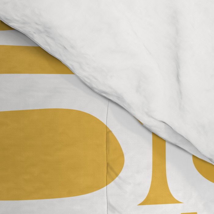 Mid Century Modern Piquet Geometric Multi Pattern in Golden Mustard Yellow and White Comforter Gallery Image 4