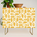 Mid Century Modern Piquet Geometric Multi Pattern in Golden Mustard Yellow and White Credenza Gallery Image 1