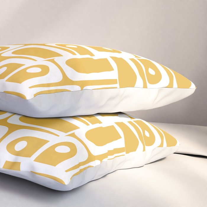 Mid Century Modern Piquet Geometric Multi Pattern in Golden Mustard Yellow and White Pillow Sham Gallery Image 3