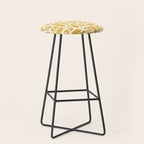 Mid Century Modern Piquet Geometric Multi Pattern in Golden Mustard Yellow and White Stool Gallery Image 1