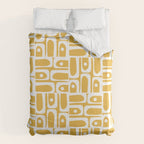 Mid Century Modern Piquet Geometric Multi Pattern in Golden Mustard Yellow and White Duvet Cover Gallery Image 6