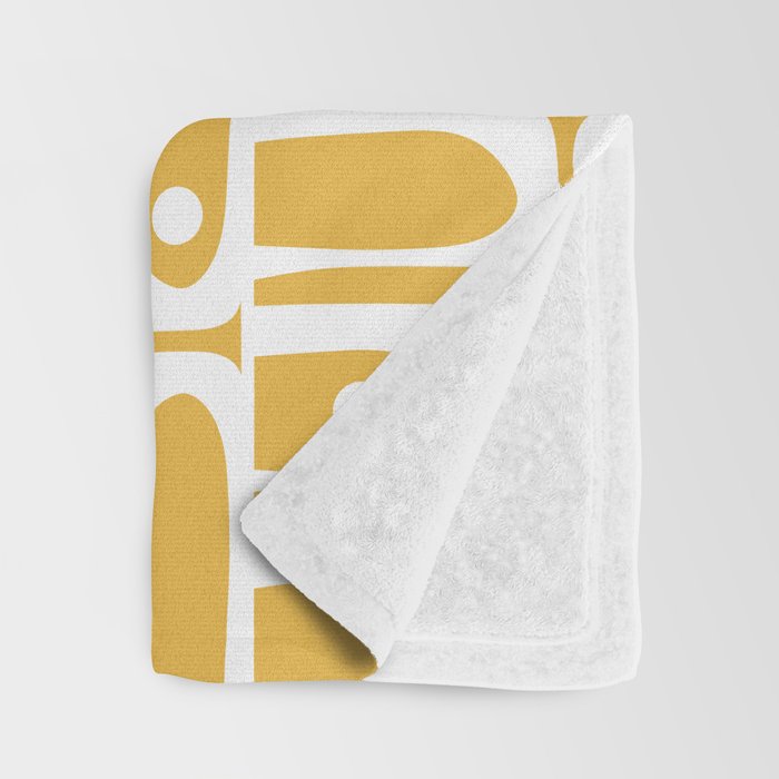 Mid Century Modern Piquet Geometric Multi Pattern in Golden Mustard Yellow and White Throw Blanket Gallery Image 3