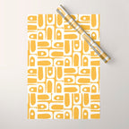 Mid Century Modern Piquet Geometric Multi Pattern in Golden Mustard Yellow and White Wrapping Paper Gallery Image 1