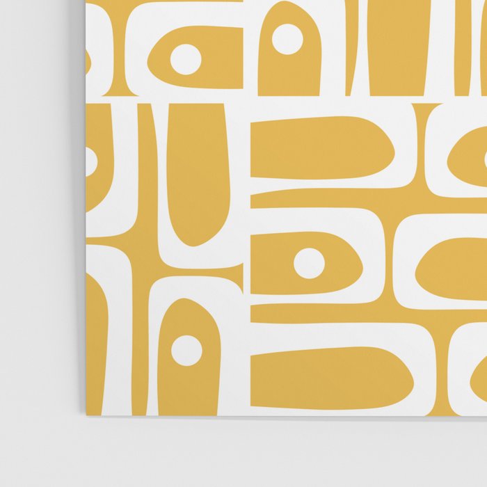 Mid Century Modern Piquet Geometric Multi Pattern in Golden Mustard Yellow and White Poster Gallery Image 3