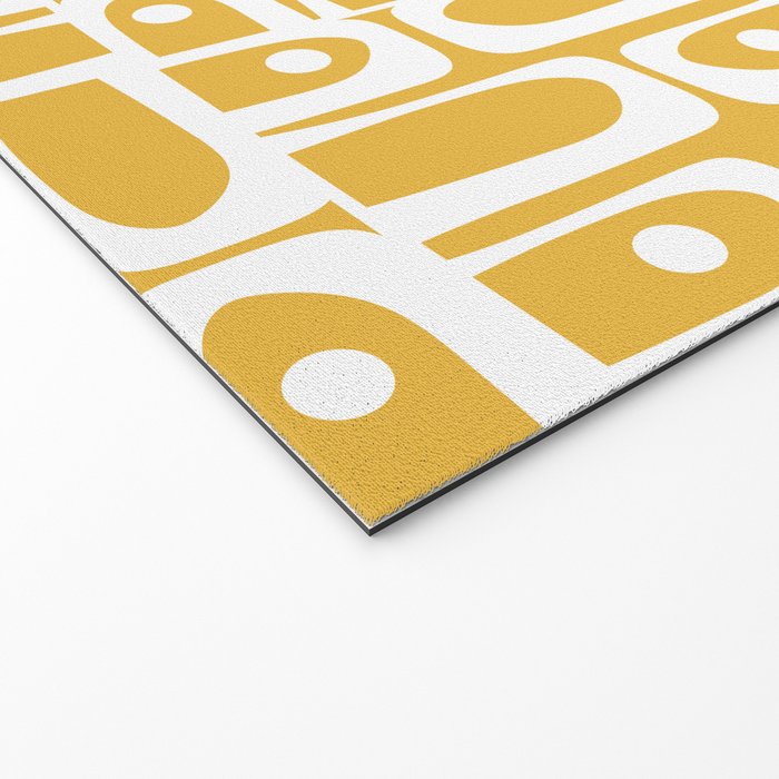 Mid Century Modern Piquet Geometric Multi Pattern in Golden Mustard Yellow and White Welcome Mat Gallery Image 2