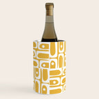 Mid Century Modern Piquet Geometric Multi Pattern in Golden Mustard Yellow and White Wine Chiller Gallery Image 1