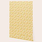 Mid Century Modern Piquet Geometric Multi Pattern in Golden Mustard Yellow and White Wallpaper Gallery Image 2