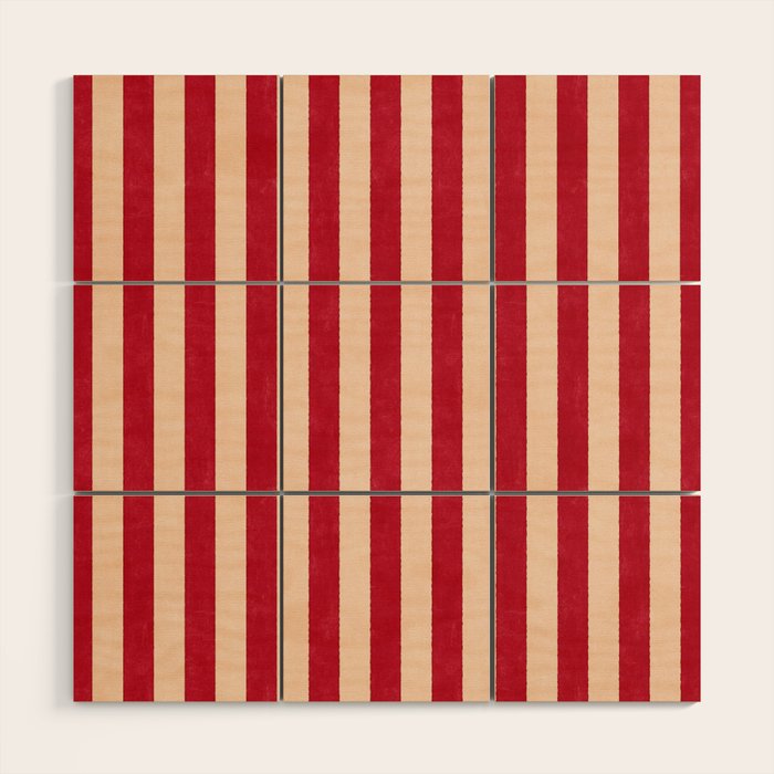 STRIPES 001 L - Tomato Wood Wall Art Gallery Image 1