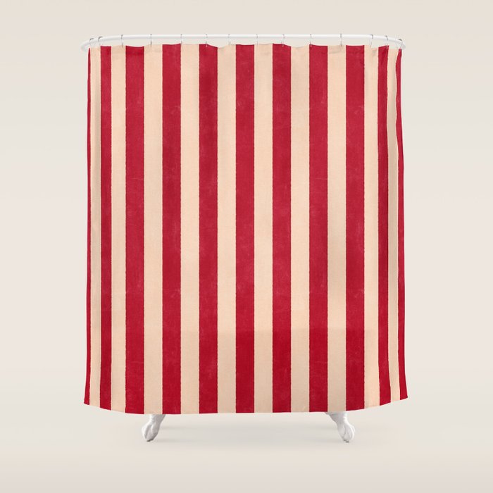 STRIPES 001 L - Tomato Shower Curtain Gallery Image 1