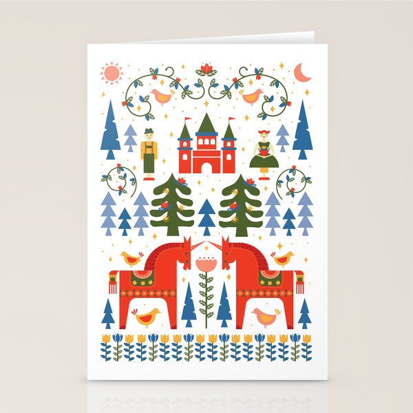Scandinavian Fairytale - Green + Red Stationery Card Gallery Image 1