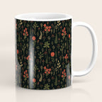 Green, Red-Orange, and Black Floral/Botanical Print Coffee Mug Gallery Image 1