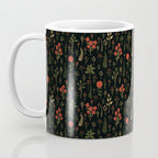 Green, Red-Orange, and Black Floral/Botanical Print Coffee Mug Gallery Image 3