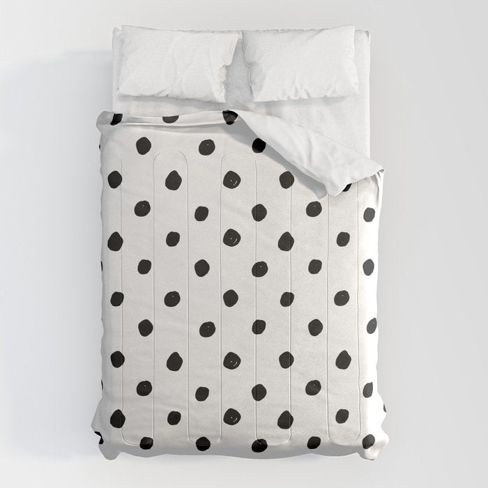 Hand Drawn Polka Dots â Black and White Ink Art Comforter Gallery Image 1