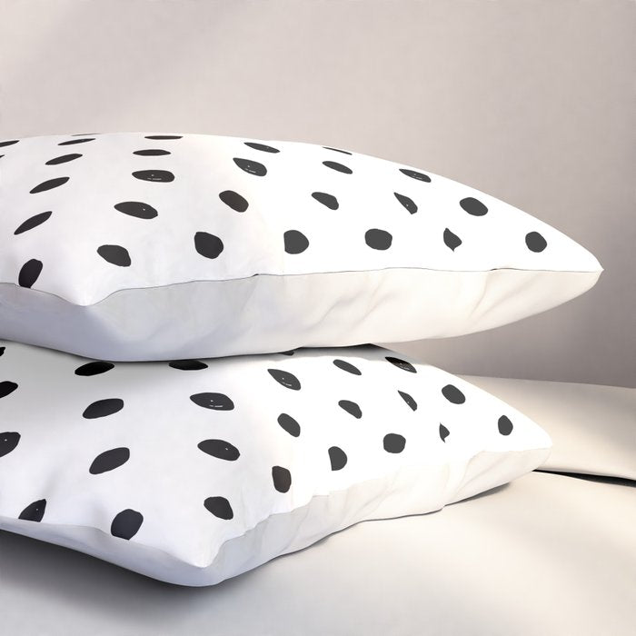Hand Drawn Polka Dots â Black and White Ink Art Pillow Sham Gallery Image 3
