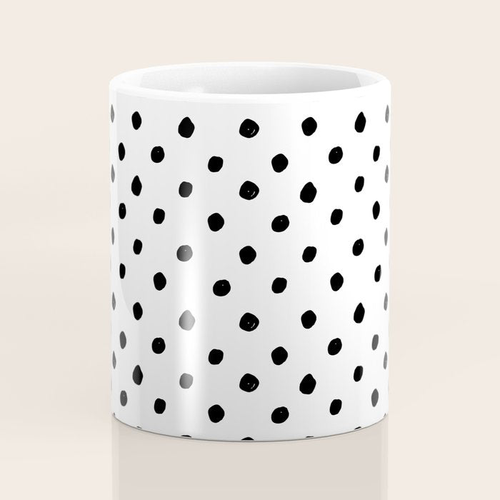 Hand Drawn Polka Dots â Black and White Ink Art Coffee Mug Gallery Image 4